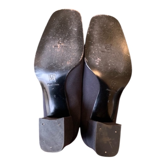 Vintage 90s BRUNO MAGLI Navy Square Toe Chunky Block Heels & Shoe Dust Bag - 7 B - Picture 15 of 16